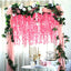 42" Silk Hanging Wisteria Flower Garland Vines in Pink, Elaborated 5 Full Strands in 1 Bush - Linen Luxes