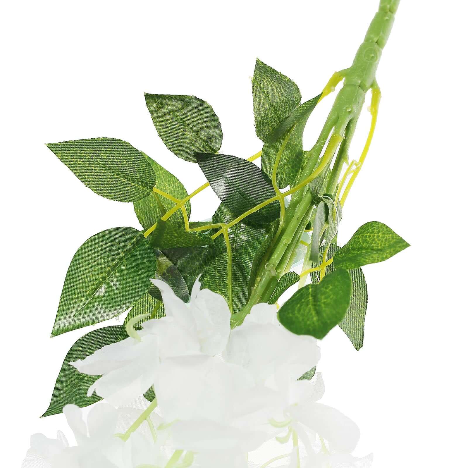 42" Silk Hanging Wisteria Flower Garland Vines in White, Elaborated 5 Full Strands in 1 Bush - Linen Luxes