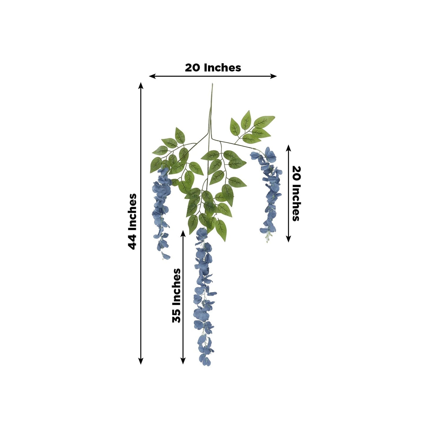 5 Pack 44" Silk Hanging Wisteria Flower Garland Vines in Dusty Blue, Elaborated 3 Full Strands in 1 Bush