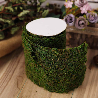 4ft 5" Wide Green Preserved Moss Ribbon Roll, DIY Craft Ribbon - Linen Luxes