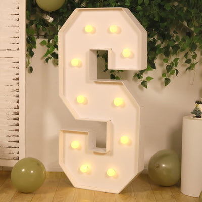 Giant LED Marquee Light Up Letter "S", White 4ft Pre-Cut Foam Board with 10 Warm White Battery Operated LEDs, Glue Gun and Sticks