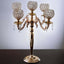 5 - Arm Crystal Beaded Globe Candelabra Gold Metal - Chic Candle Holder Table Centerpiece for Gatherings 25" - Linen Luxes