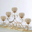 5 - Arm Metal Candelabra Horizontal Design with Crystal Goblets Gold - Table Centerpiece for Events 27" - Linen Luxes