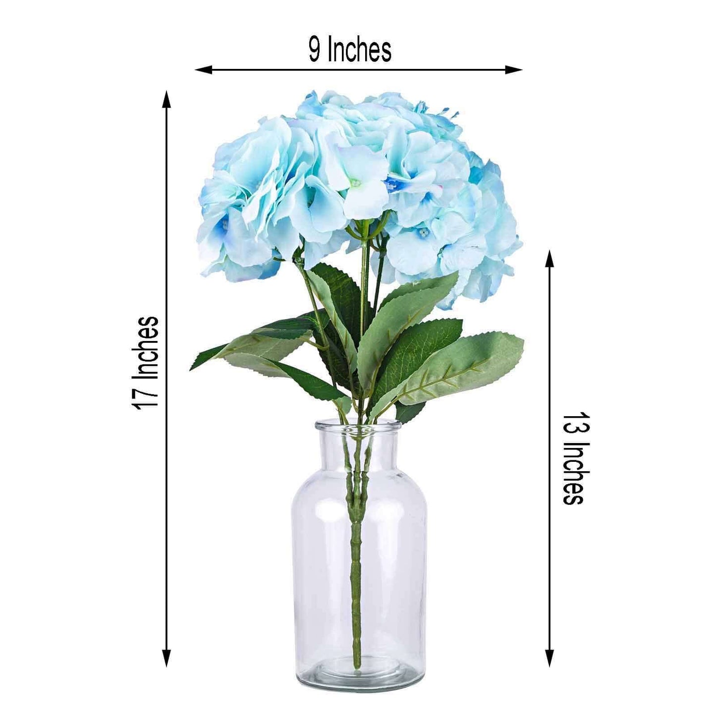 5 Bushes Baby Blue Artificial Silk Hydrangea Flower Bouquets - Linen Luxes