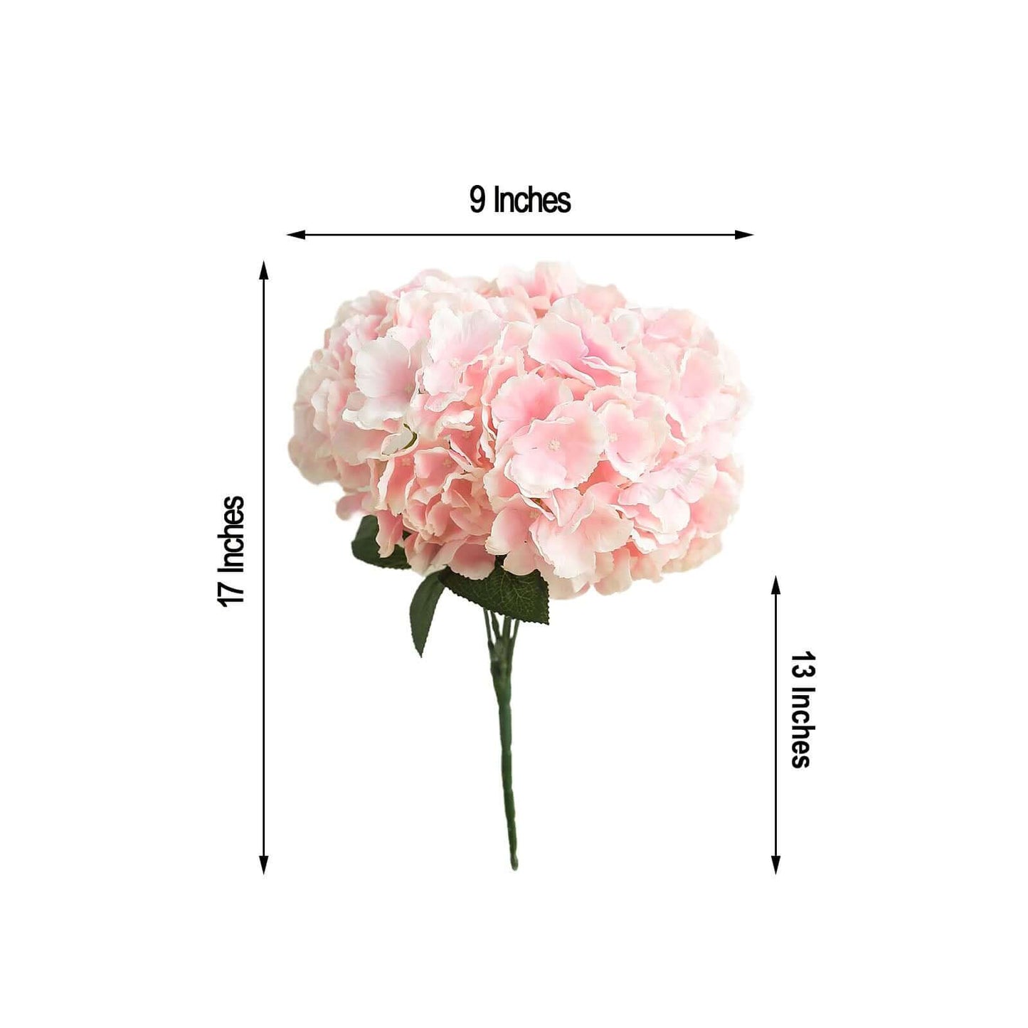 5 Bushes Blush Pink Artificial Silk Hydrangea Flower Bouquets - Linen Luxes