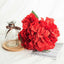 5 Bushes Red Artificial Silk Hydrangea Flower Bouquets - Linen Luxes