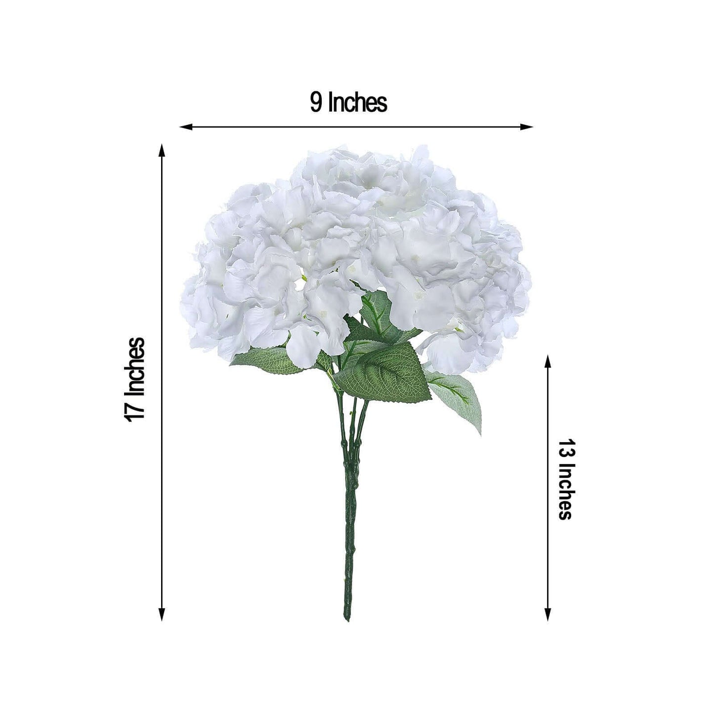 5 Bushes White Artificial Silk Hydrangea Flower Bouquets - Linen Luxes