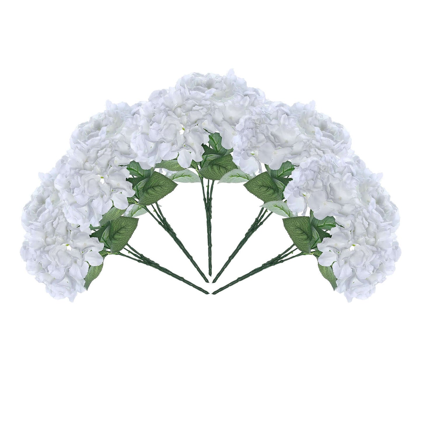 5 Bushes White Artificial Silk Hydrangea Flower Bouquets - Linen Luxes