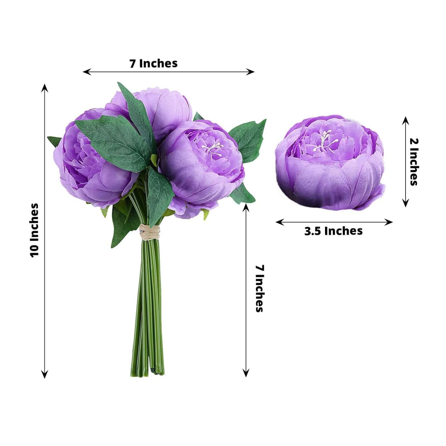 5 Flower Head Lavender Lilac Peony Bouquet Artificial Silk Peonies Spray - Linen Luxes