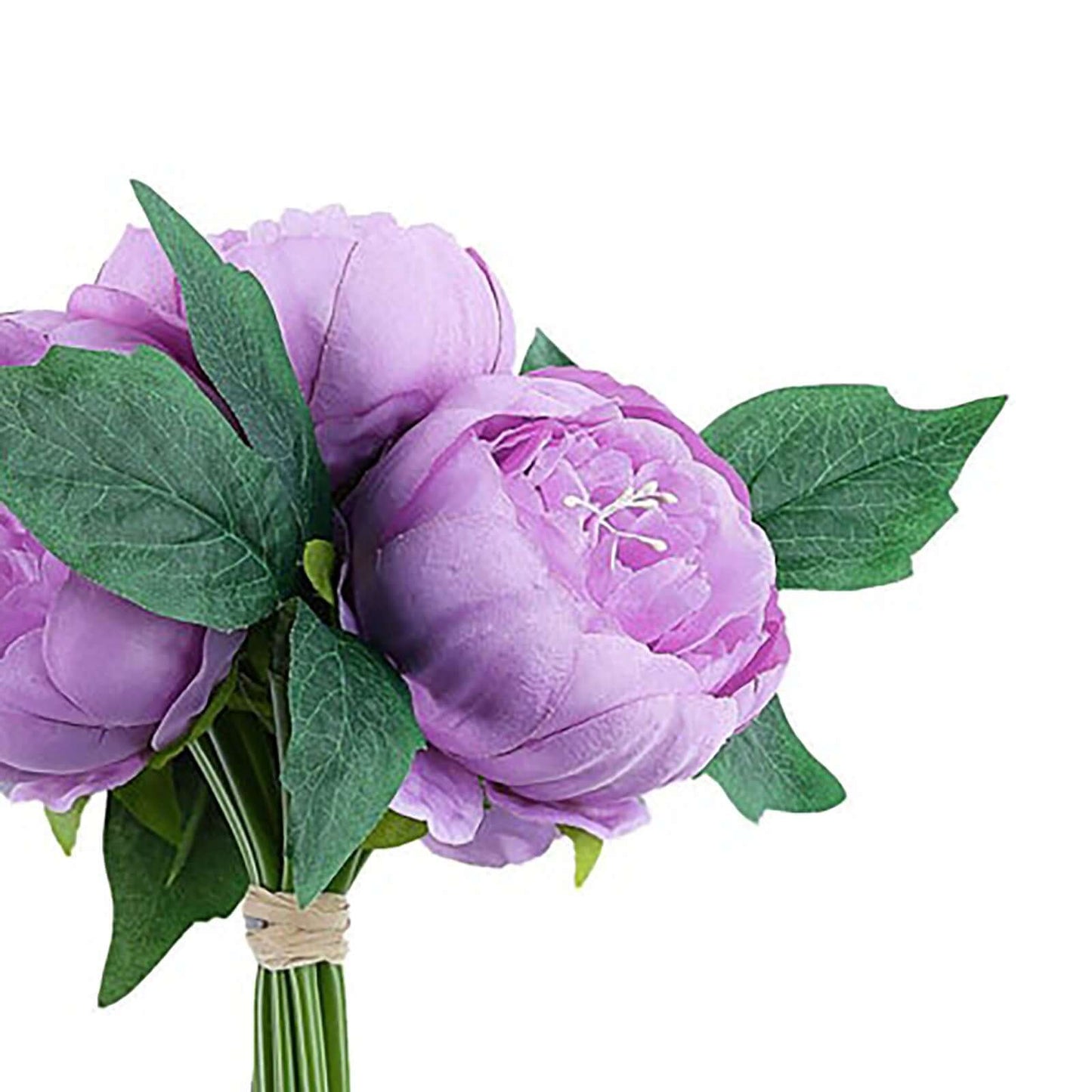 5 Flower Head Lavender Lilac Peony Bouquet Artificial Silk Peonies Spray - Linen Luxes