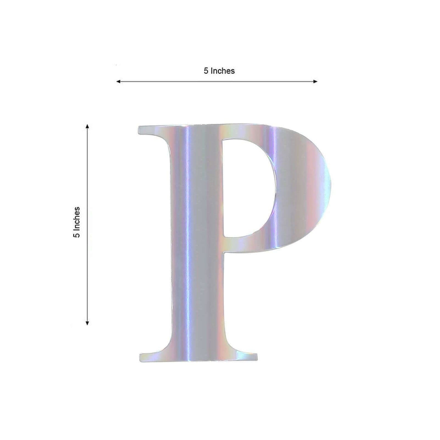 4 Pack 5" Iridescent Alphabet Stickers Banner, Customizable Stick on Letters - P