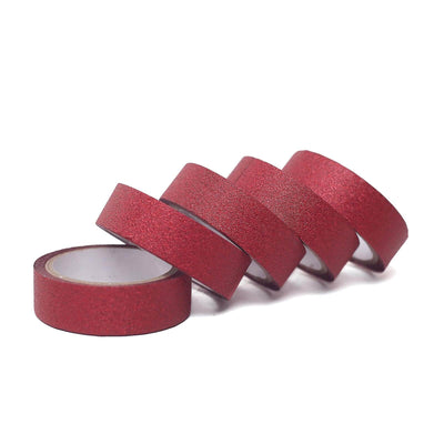 5 Pack 0.5"x5 Yards Burgundy Washi DIY Craft Glitter Tape - Linen Luxes