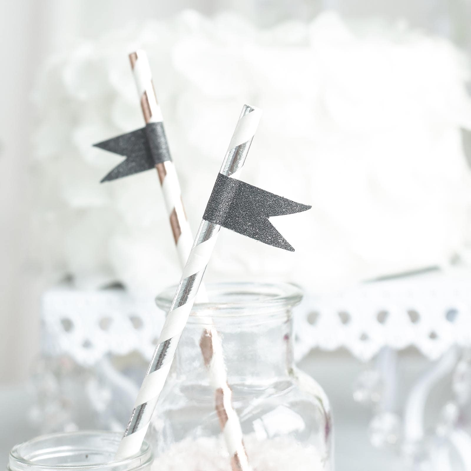 5 Pack 0.5"x5 Yards Charcoal Gray Washi DIY Craft Glitter Tape - Linen Luxes