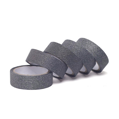 5 Pack 0.5"x5 Yards Charcoal Gray Washi DIY Craft Glitter Tape - Linen Luxes
