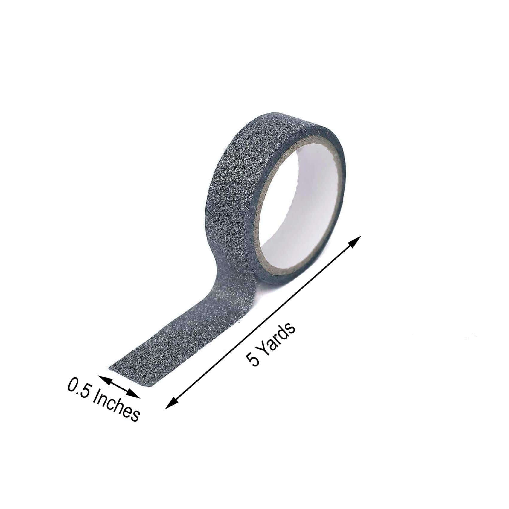 5 Pack 0.5"x5 Yards Charcoal Gray Washi DIY Craft Glitter Tape - Linen Luxes
