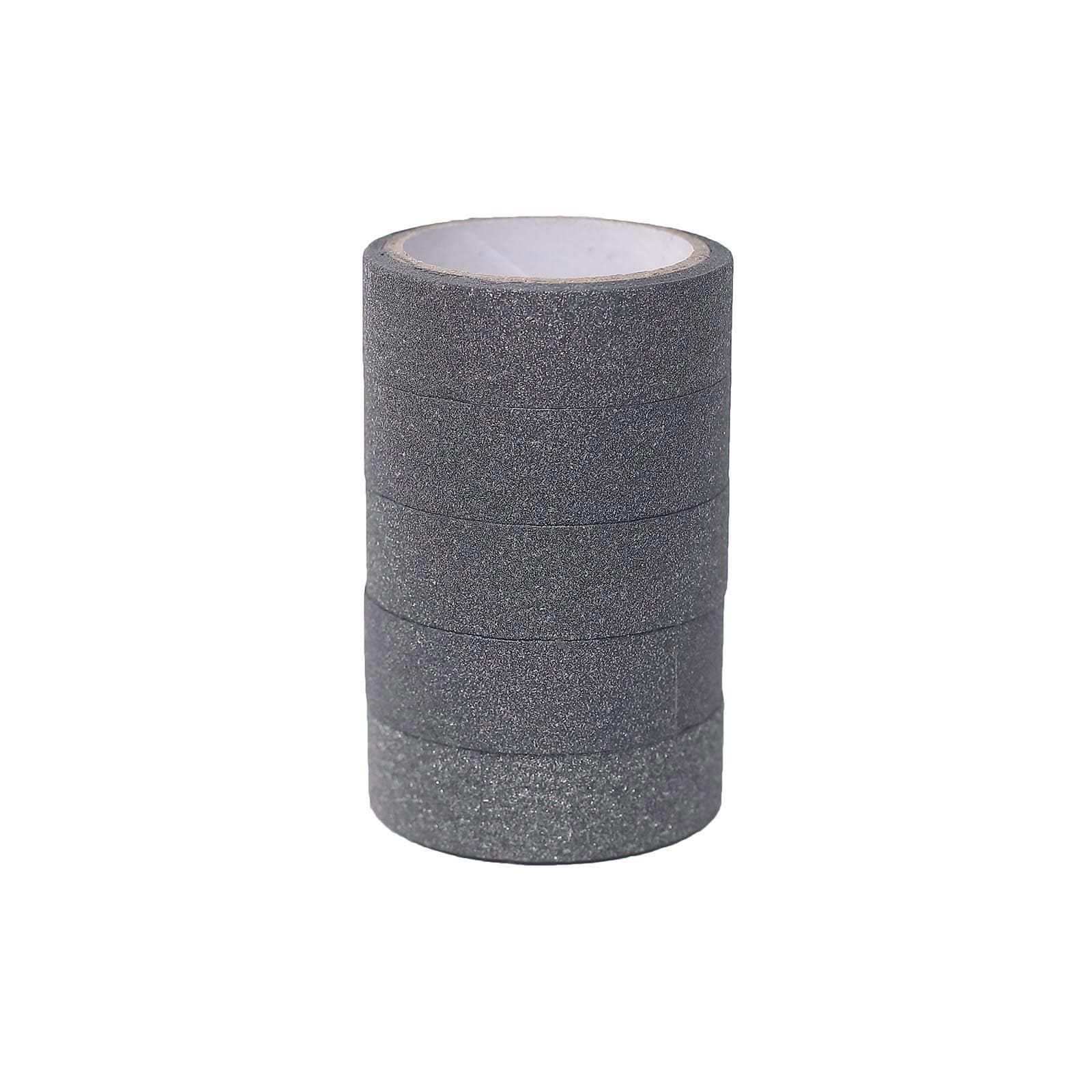 5 Pack 0.5"x5 Yards Charcoal Gray Washi DIY Craft Glitter Tape - Linen Luxes