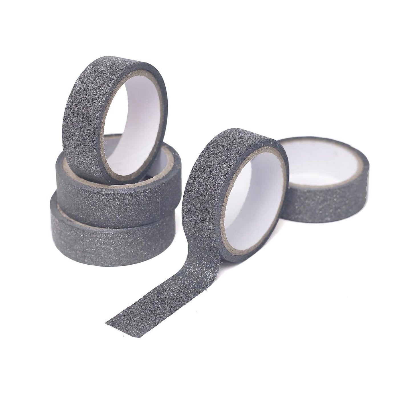 5 Pack 0.5"x5 Yards Charcoal Gray Washi DIY Craft Glitter Tape - Linen Luxes