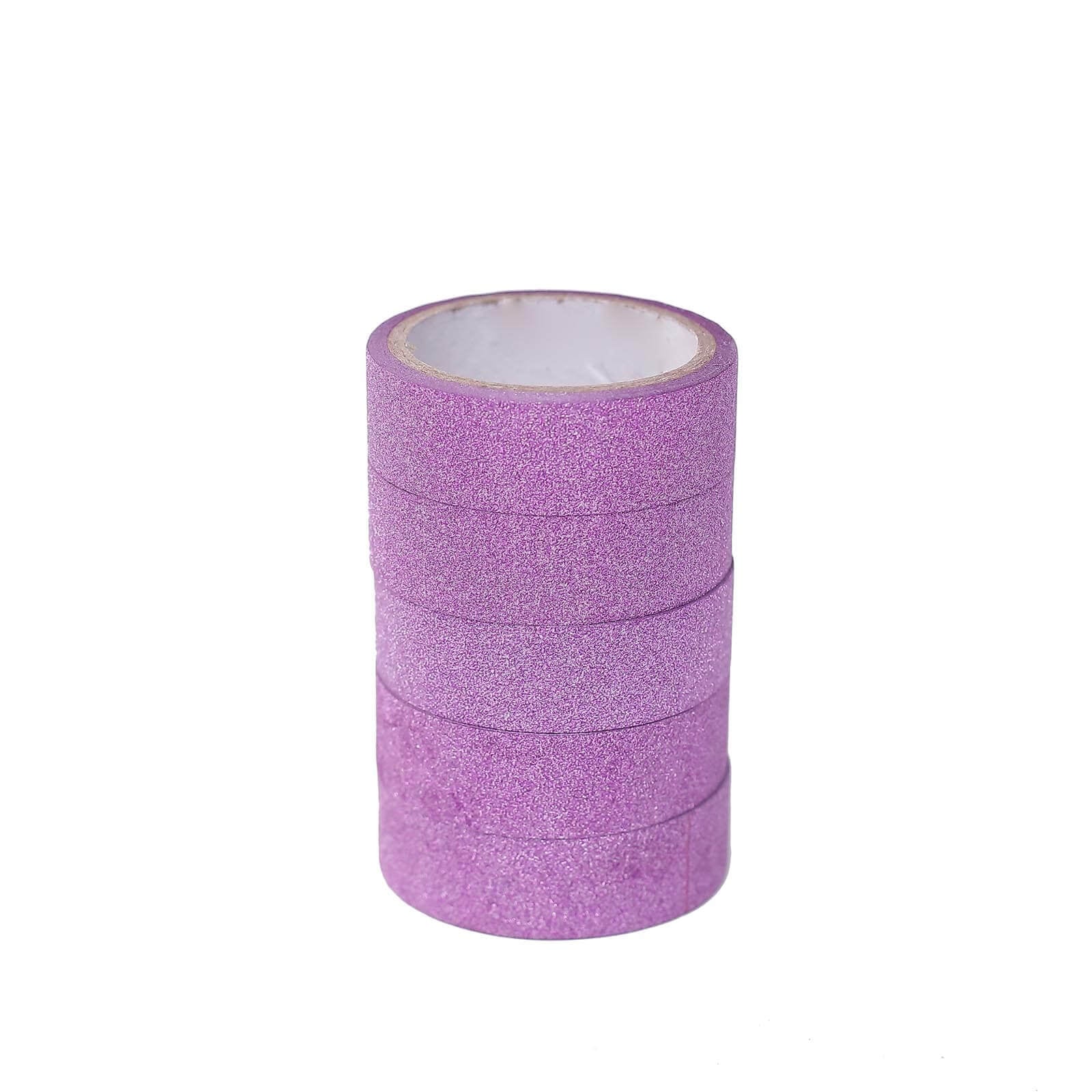 5 Pack 0.5"x5 Yards Purple Washi DIY Craft Glitter Tape - Linen Luxes