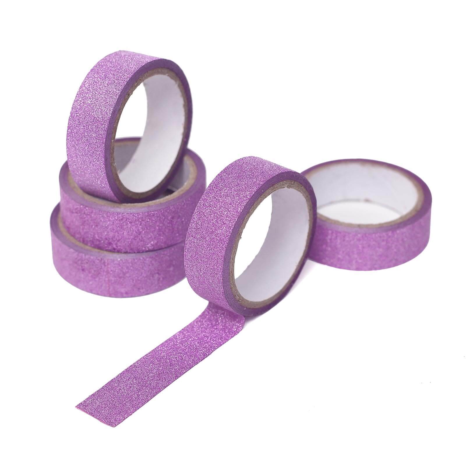 5 Pack 0.5"x5 Yards Purple Washi DIY Craft Glitter Tape - Linen Luxes