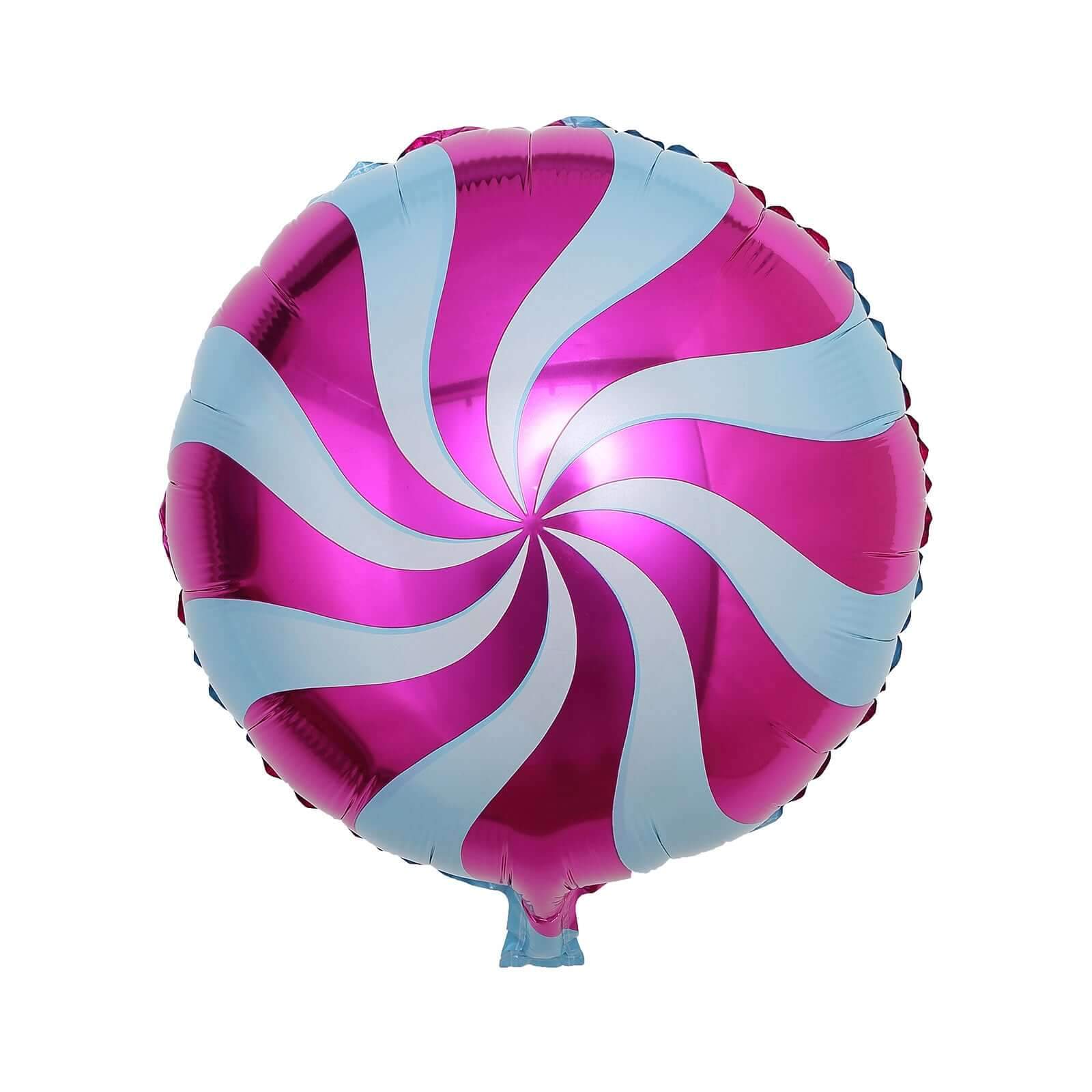 5 Pack 13" Candy Striped Swirl Print Mylar Foil Helium Air Balloons - Linen Luxes
