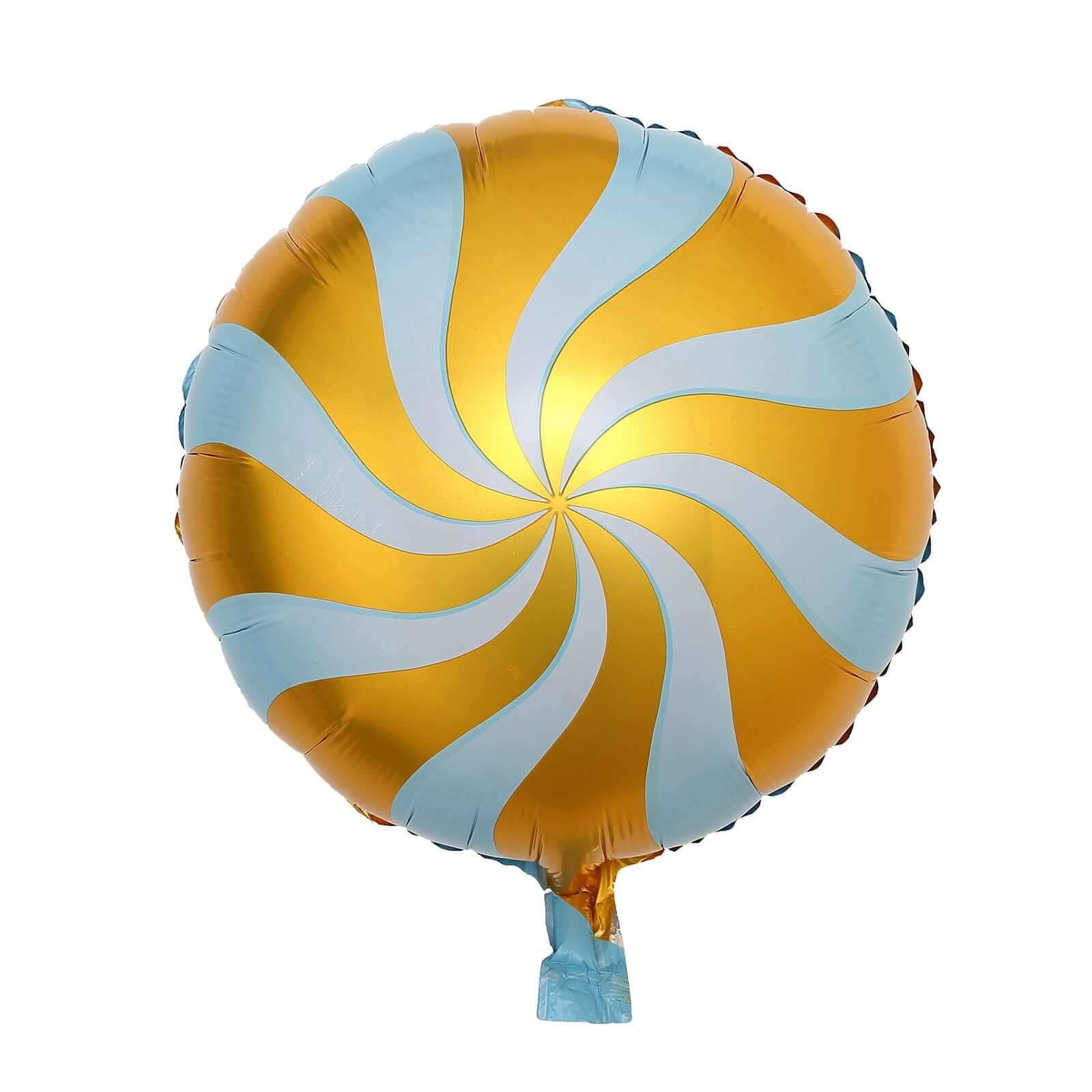 5 Pack 13" Candy Striped Swirl Print Mylar Foil Helium Air Balloons - Linen Luxes