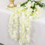 5 Pack 44" Silk Hanging Wisteria Flower Garland Vines in Cream, 3 Strands in 1 Bush - Linen Luxes