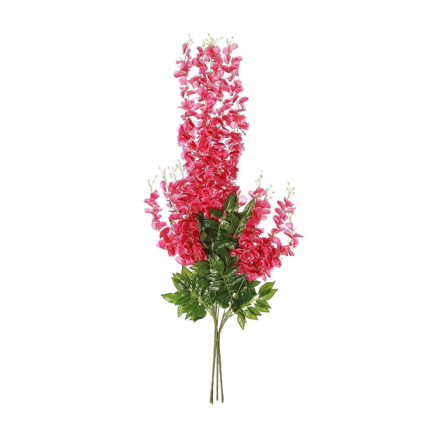 5 Pack 44" Silk Hanging Wisteria Flower Garland Vines in Fuchsia, 3 Strands in 1 Bush - Linen Luxes