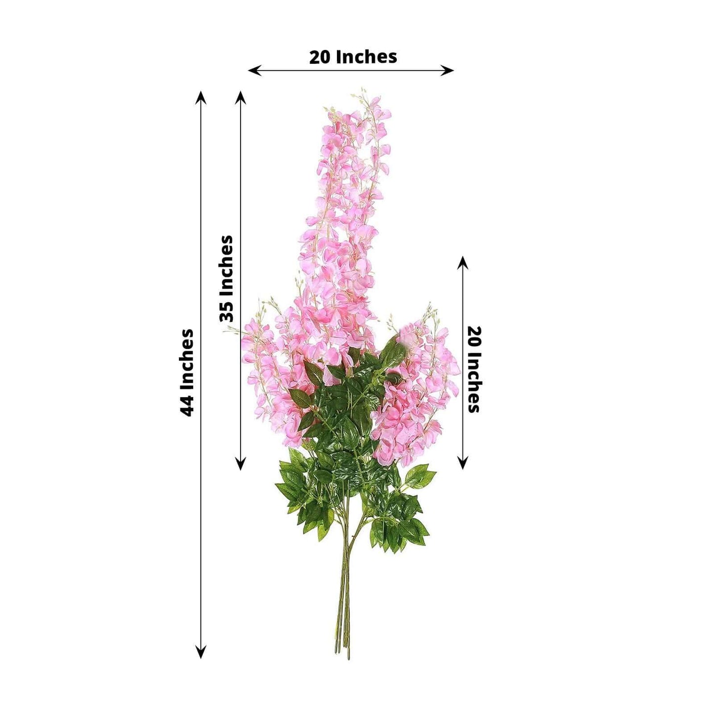 5 Pack 44" Silk Hanging Wisteria Flower Garland Vines in Pink, 3 Strands in 1 Bush - Linen Luxes