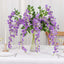 5 Pack 44" Silk Hanging Wisteria Flower Garland Vines in Purple, 3 Strands in 1 Bush - Linen Luxes