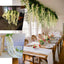 5 Pack 44" Silk Hanging Wisteria Flower Garland Vines in White, 3 Strands in 1 Bush - Linen Luxes