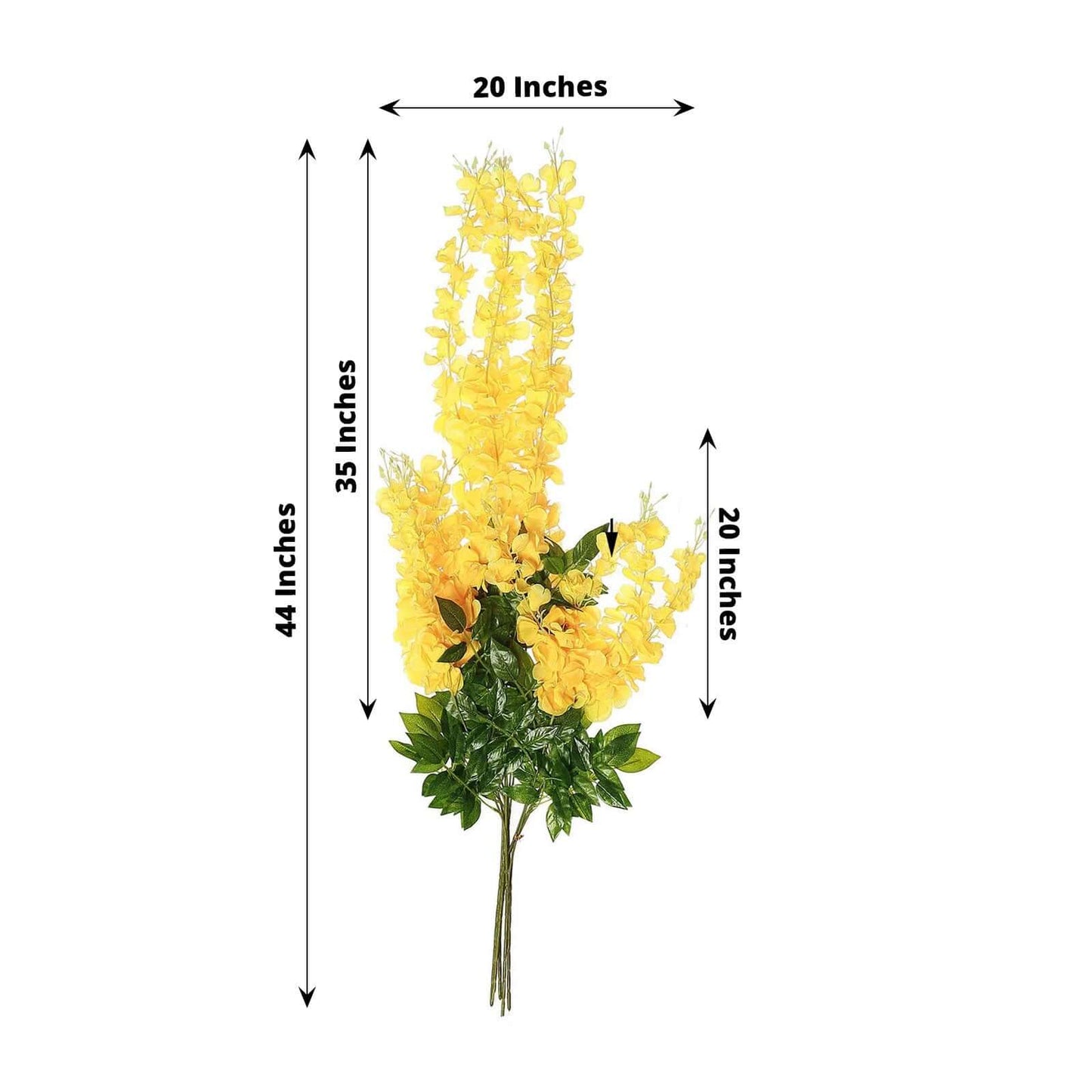 5 Pack 44" Silk Hanging Wisteria Flower Garland Vines in Yellow, 3 Strands in 1 Bush - Linen Luxes