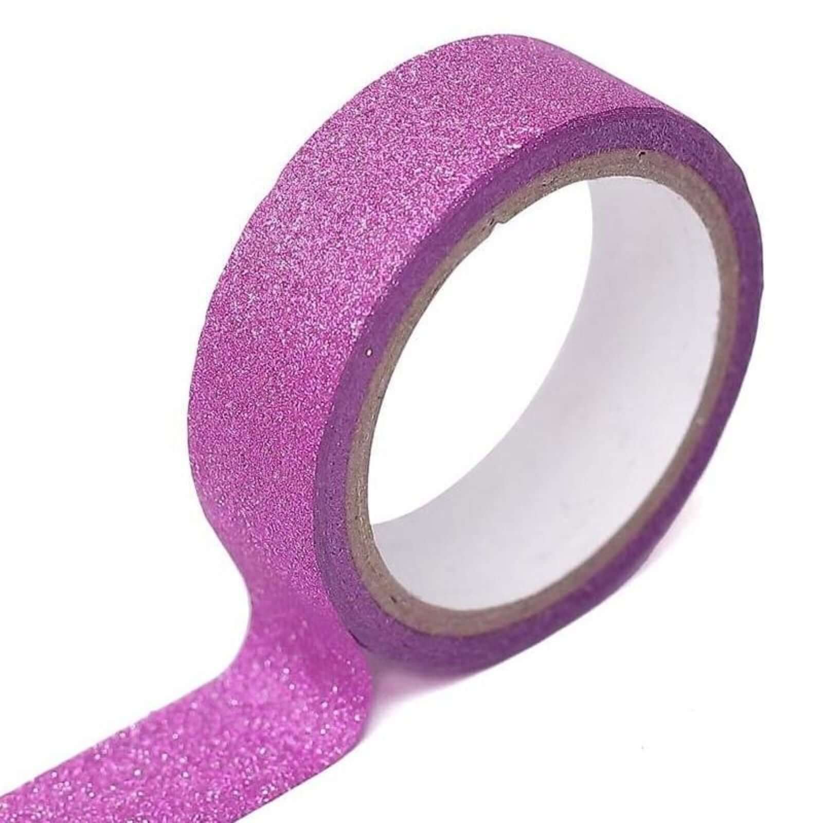 5 Pack 5 Yards Hot Pink Washi Glitter Tape Self Adhesive Craft Decorative Tape - Linen Luxes