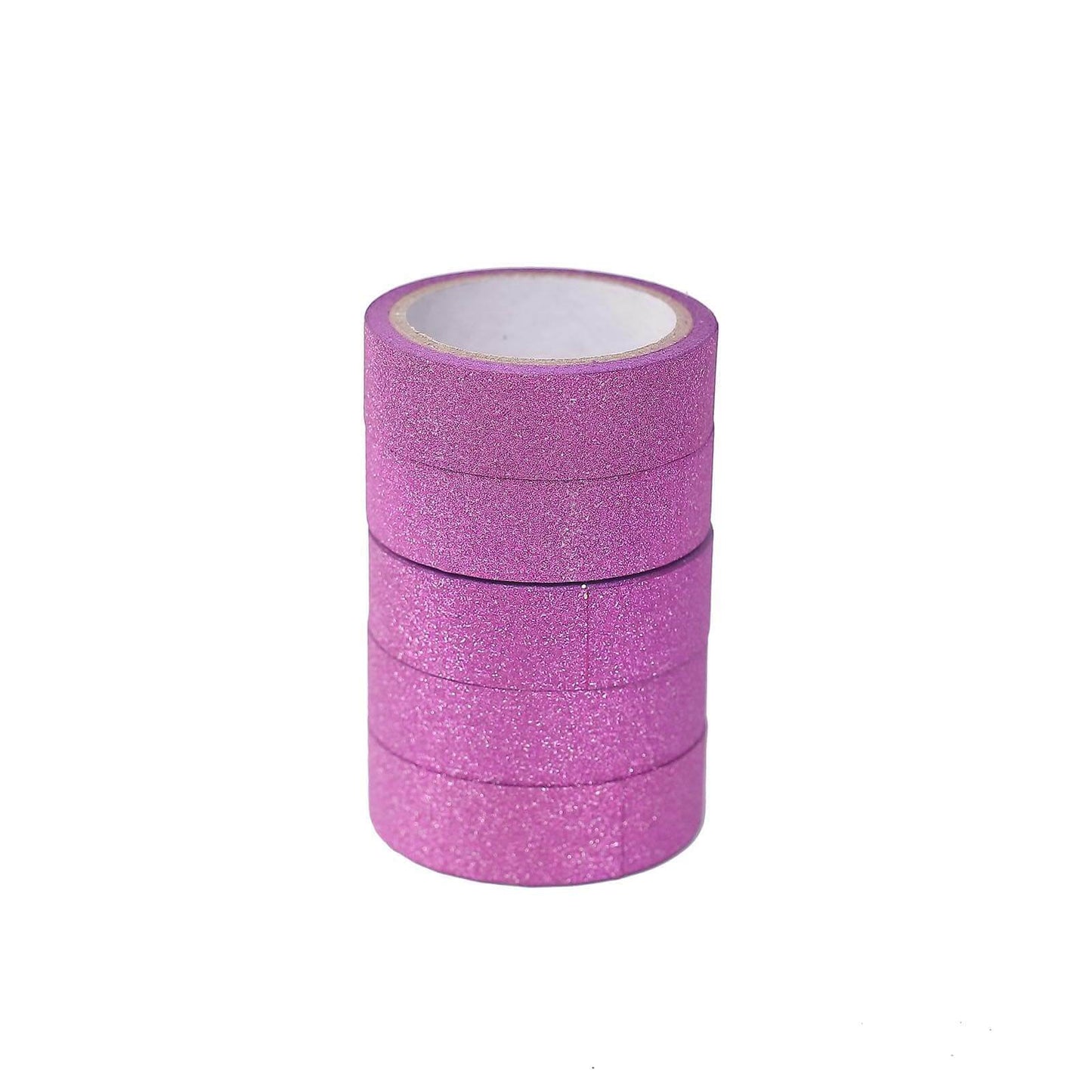 5 Pack 5 Yards Hot Pink Washi Glitter Tape Self Adhesive Craft Decorative Tape - Linen Luxes