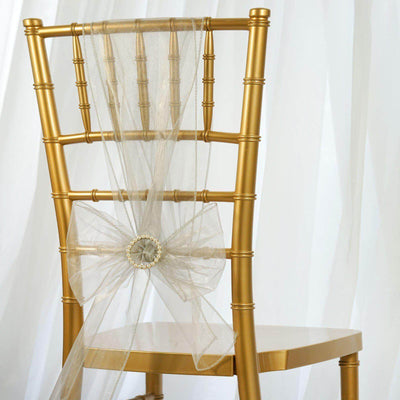 5 Pack 6"x108" Silver Sheer Organza Chair Sashes - Linen Luxes