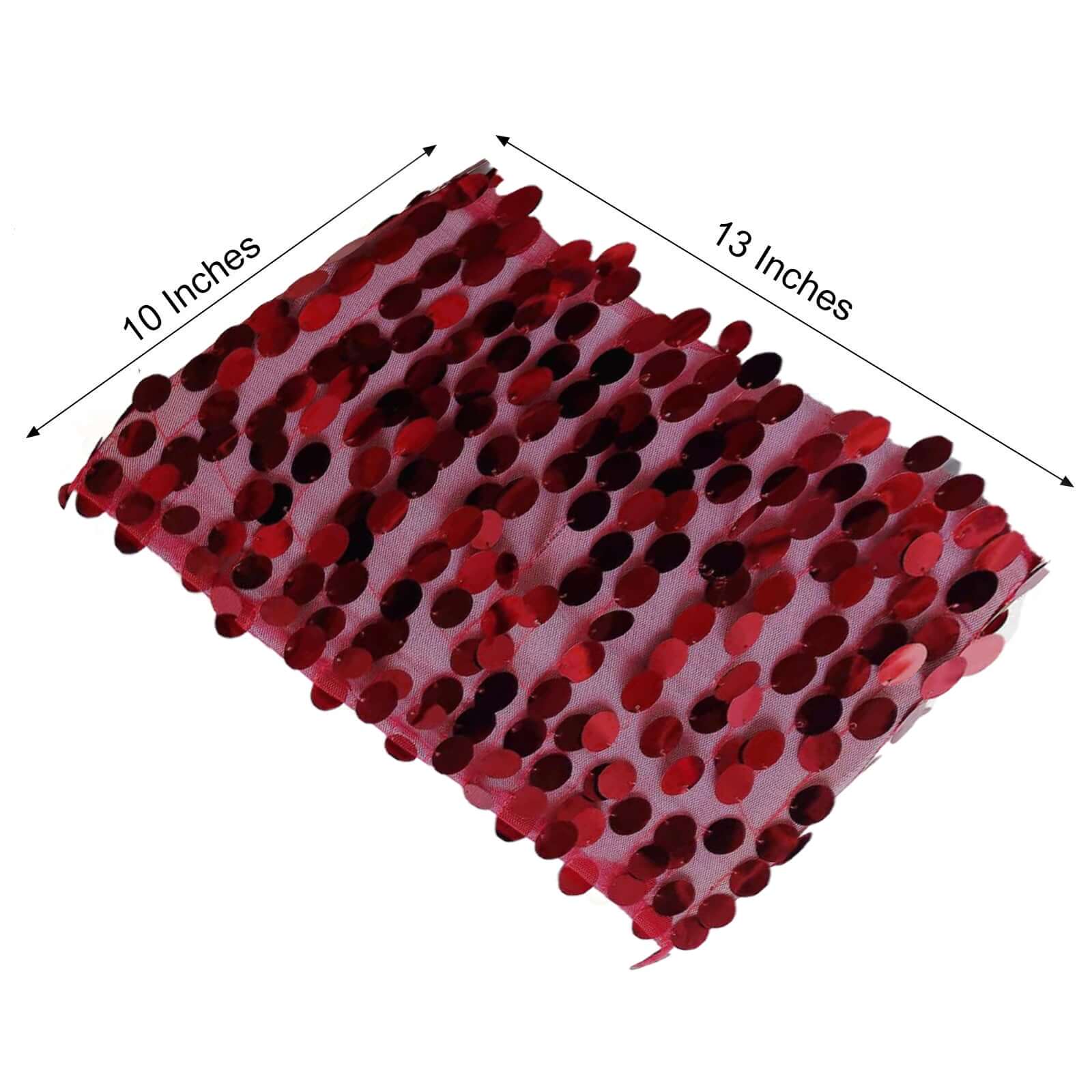 5 Pack Big Payette Sequin 13"x10" Chair Sash Bands Burgundy - Stylish Glittering Decor for Weddings & Gatherings - Linen Luxes