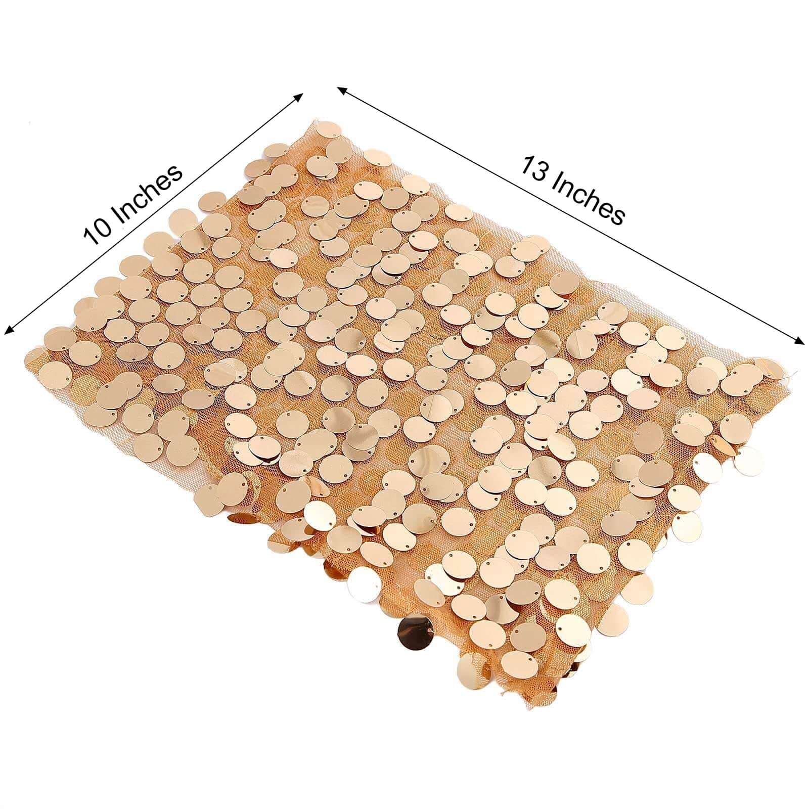 5 Pack Big Payette Sequin 13"x10" Chair Sash Bands Gold - Stylish Glittering Decor for Weddings & Gatherings - Linen Luxes