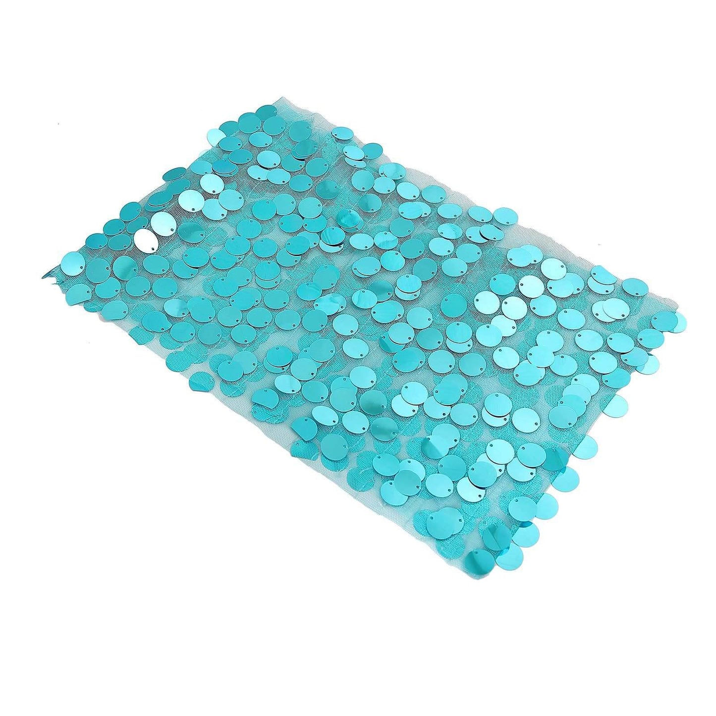 5 Pack Big Payette Sequin 13"x10" Chair Sash Bands Turquoise - Stylish Glittering Decor for Weddings & Gatherings - Linen Luxes