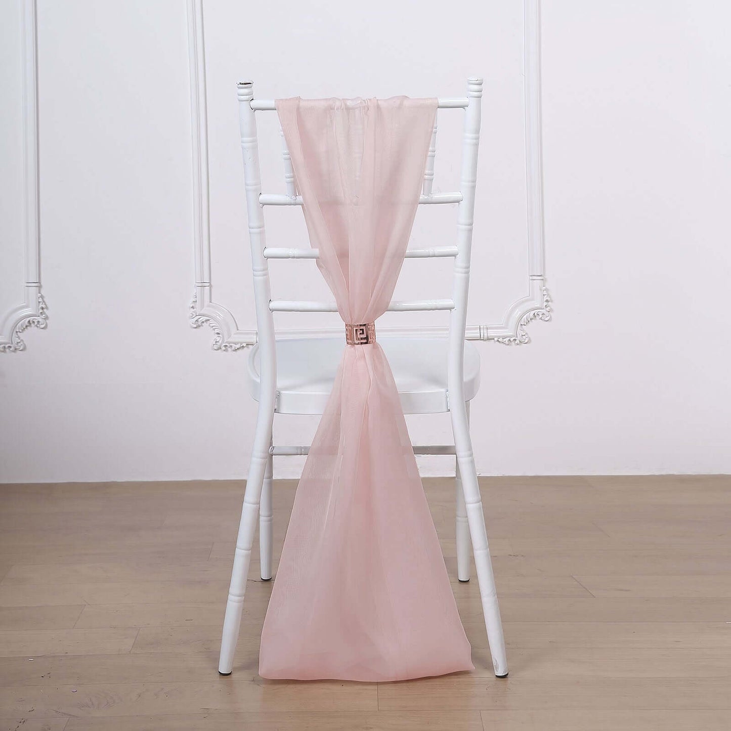 5 Pack Chiffon Chair Sashes Blush - Soft & Lightweight Designer Chair Bows 22"x78" - Linen Luxes