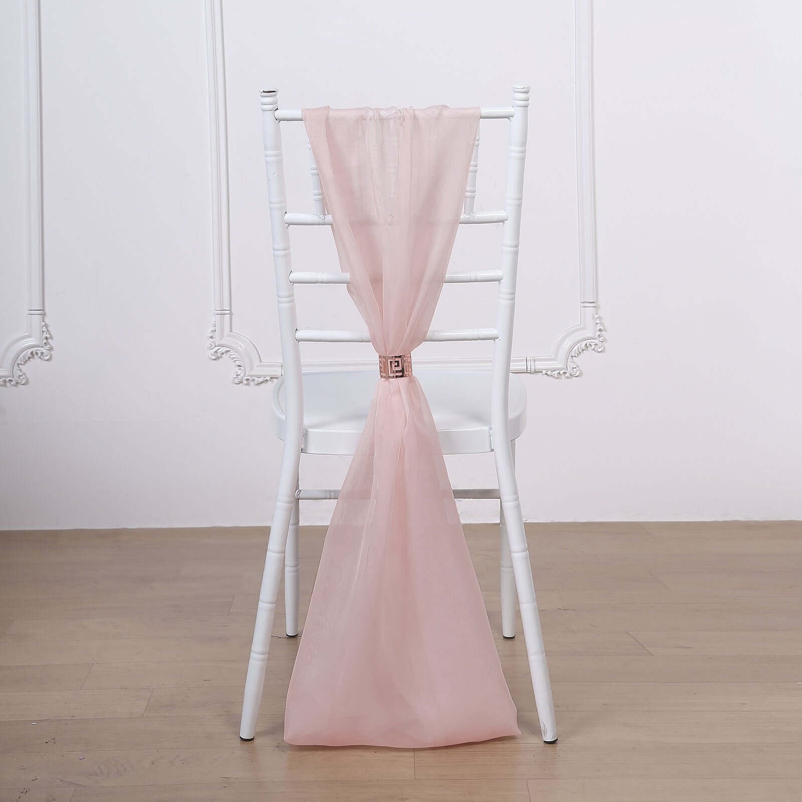 5 Pack Chiffon Chair Sashes Blush - Soft & Lightweight Designer Chair Bows 22"x78" - Linen Luxes
