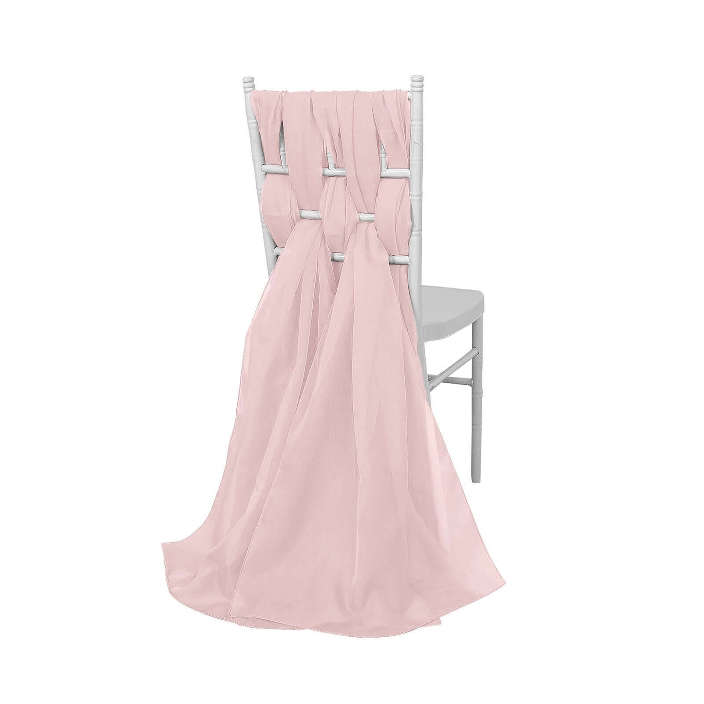 5 Pack Chiffon Chair Sashes Blush - Soft & Lightweight Designer Chair Bows 22"x78" - Linen Luxes