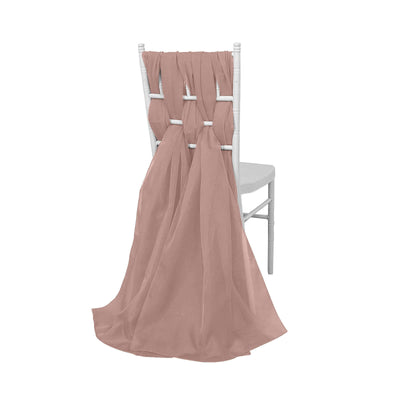 5 Pack Chiffon Chair Sashes Dusty Rose - Soft & Lightweight Designer Chair Bows 22"x78" - Linen Luxes