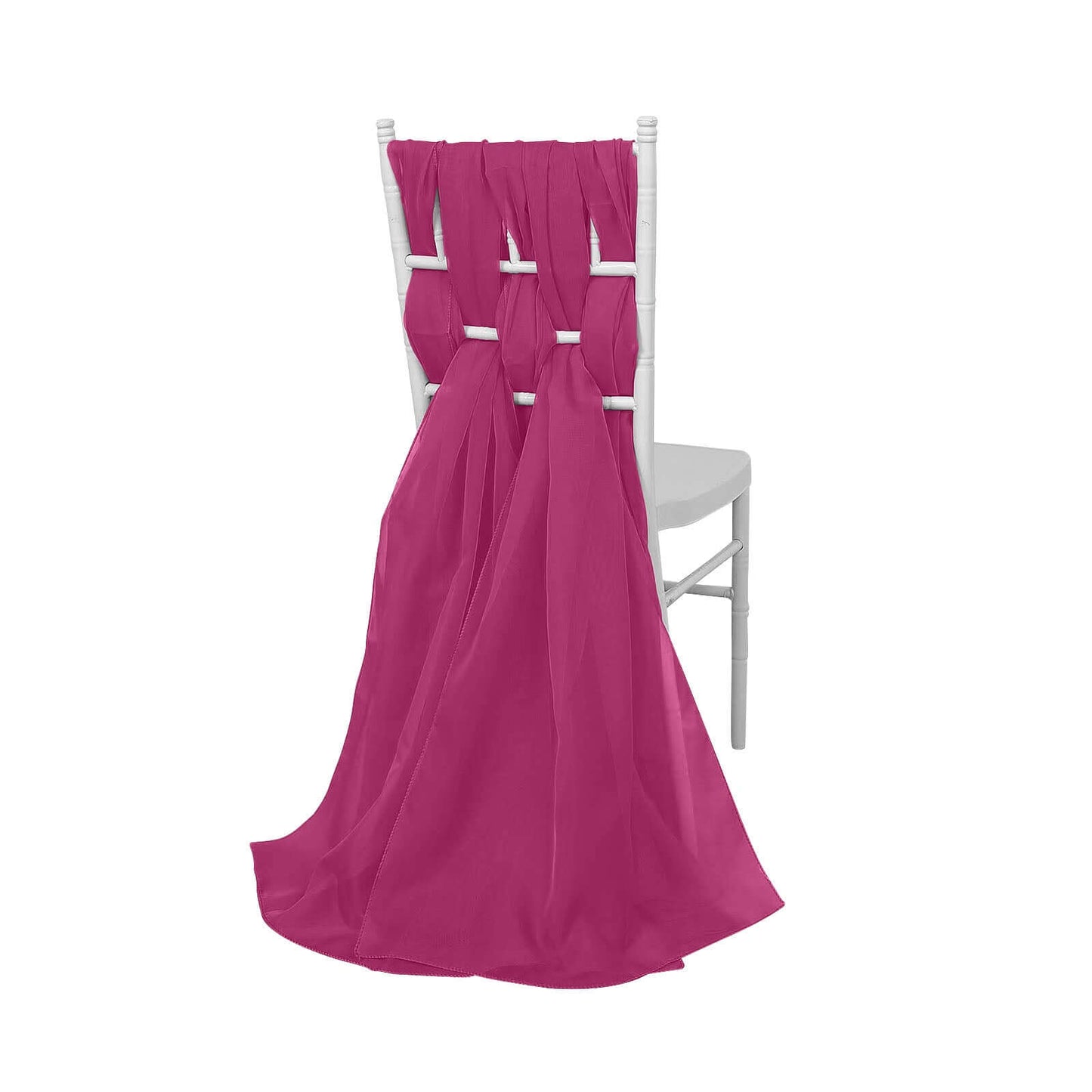 5 Pack Chiffon Chair Sashes Fuchsia - Soft & Lightweight Designer Chair Bows 22"x78" - Linen Luxes