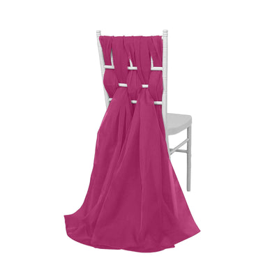 5 Pack Chiffon Chair Sashes Fuchsia - Soft & Lightweight Designer Chair Bows 22"x78" - Linen Luxes