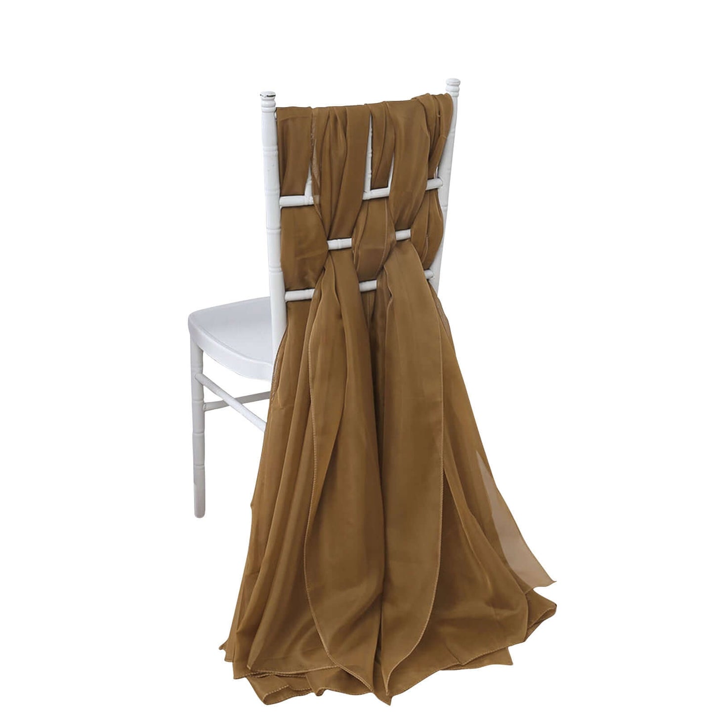 5 Pack Chiffon Chair Sashes Gold - Soft & Lightweight Designer Chair Bows for Stylish DIY Chair Accents 22"x78" - Linen Luxes