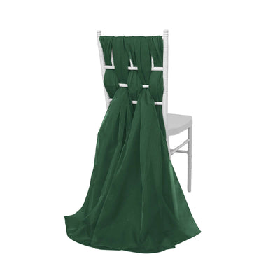 5 Pack Chiffon Chair Sashes Hunter Emerald Green - Soft & Lightweight Designer Chair Bows 22"x78" - Linen Luxes