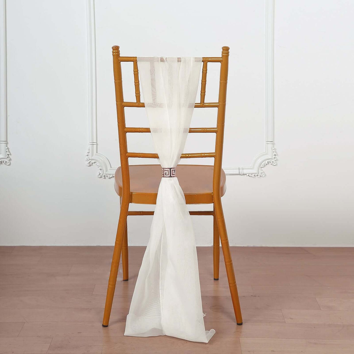 5 Pack Chiffon Chair Sashes Ivory - Soft & Lightweight Designer Chair Bows 22"x78" - Linen Luxes