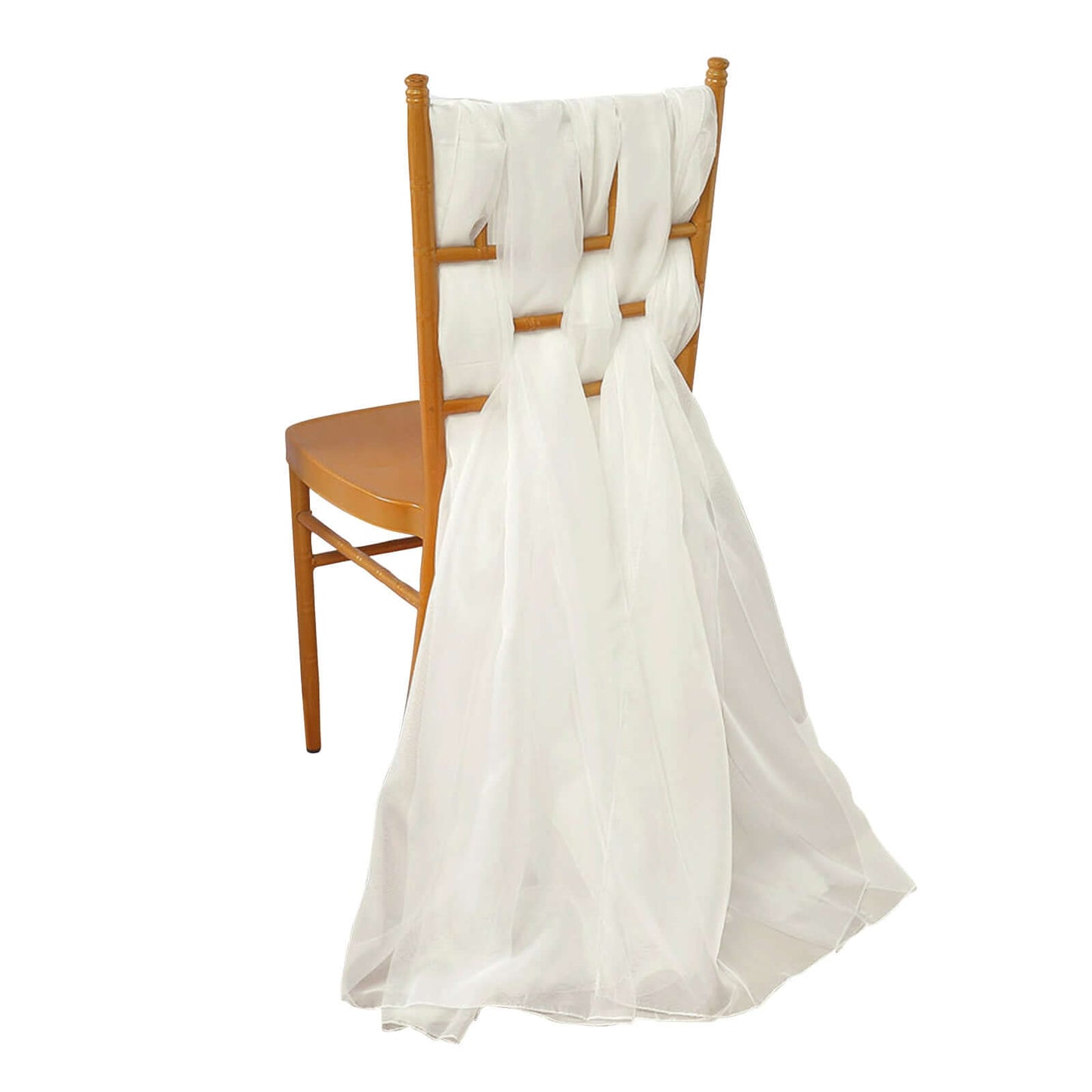 5 Pack Chiffon Chair Sashes Ivory - Soft & Lightweight Designer Chair Bows 22"x78" - Linen Luxes