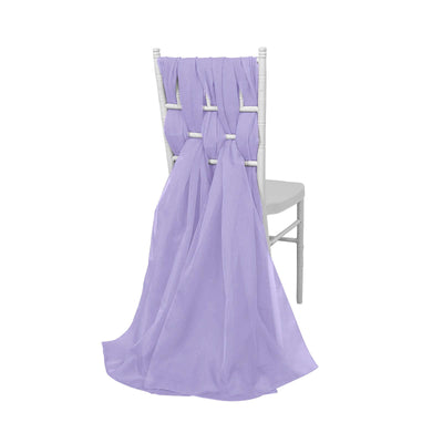 5 Pack Chiffon Chair Sashes Lavender Lilac - Soft & Lightweight Designer Chair Bows 22"x78" - Linen Luxes