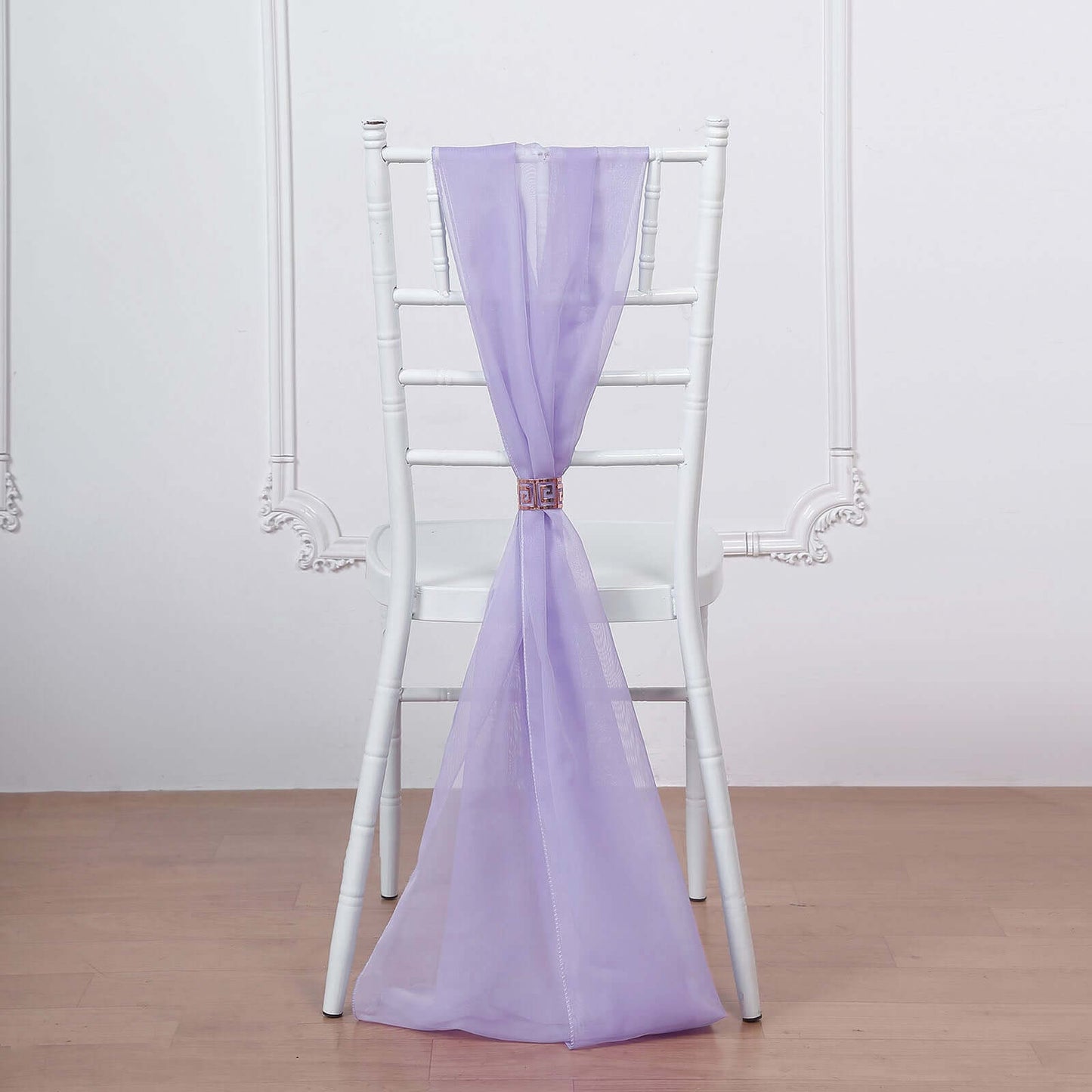 5 Pack Chiffon Chair Sashes Lavender Lilac - Soft & Lightweight Designer Chair Bows 22"x78" - Linen Luxes