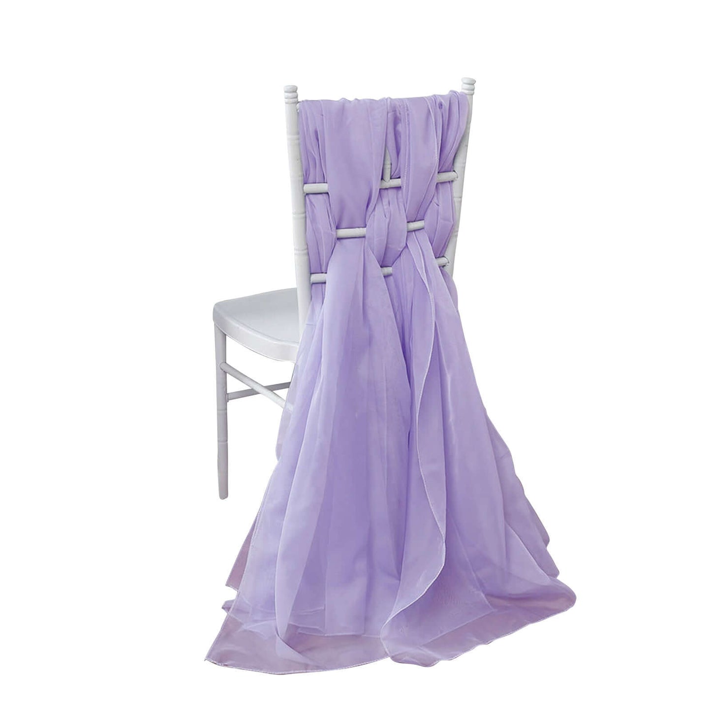 5 Pack Chiffon Chair Sashes Lavender Lilac - Soft & Lightweight Designer Chair Bows 22"x78" - Linen Luxes
